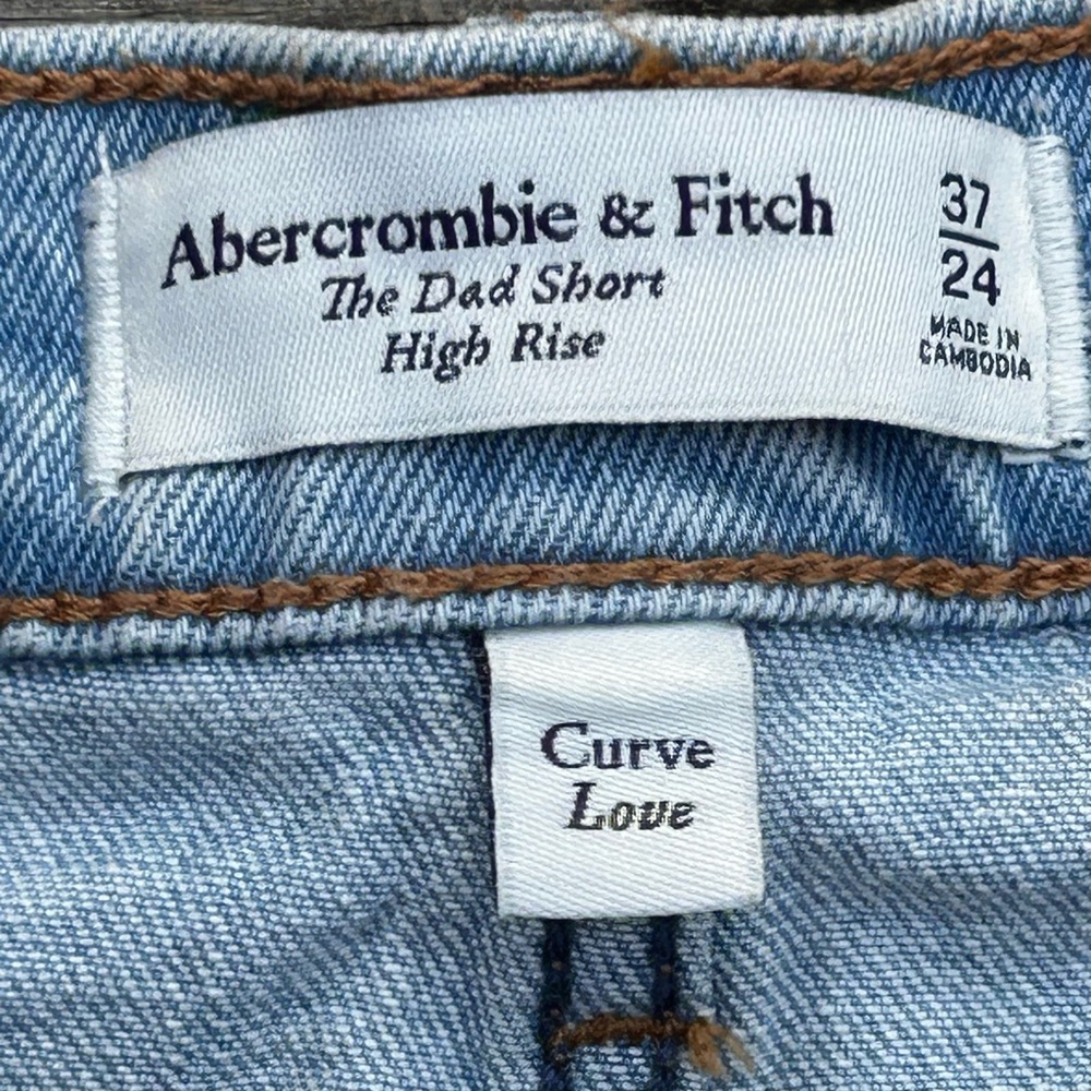 NWT Abercrombie Fitch The Dad Short High Rise Curve Love Denim Shorts 37 24 - Picture 3 of 7